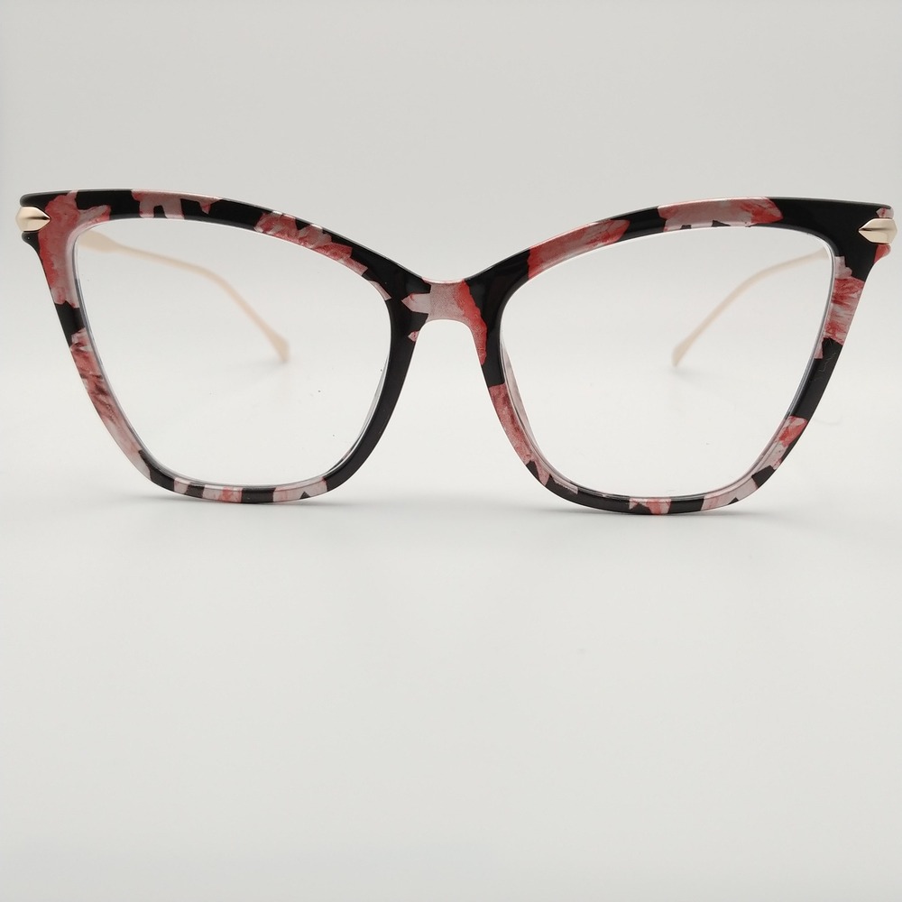 Zeelool Eyeglasses Women 54-17-145 Black Pink Floral Cat Eye Frames FX0206-01